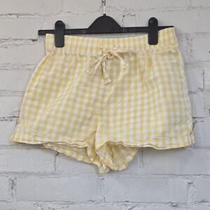 Gap Body Women's S, Yellow & White Gingham Pattern Cotton Shorts: Cottagecore